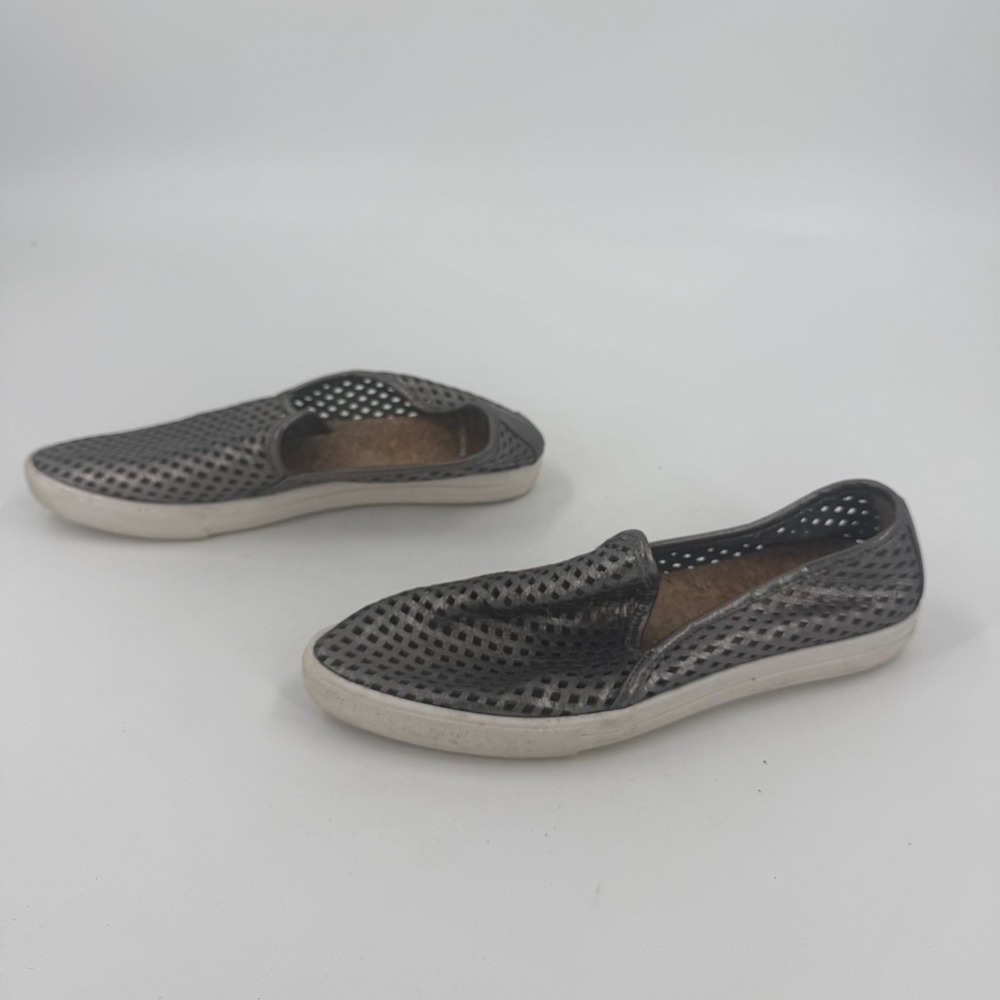 Jibs Sneakers Womens Size 7 Gray Perforated Metallic Almond Toe Comfort Slip On